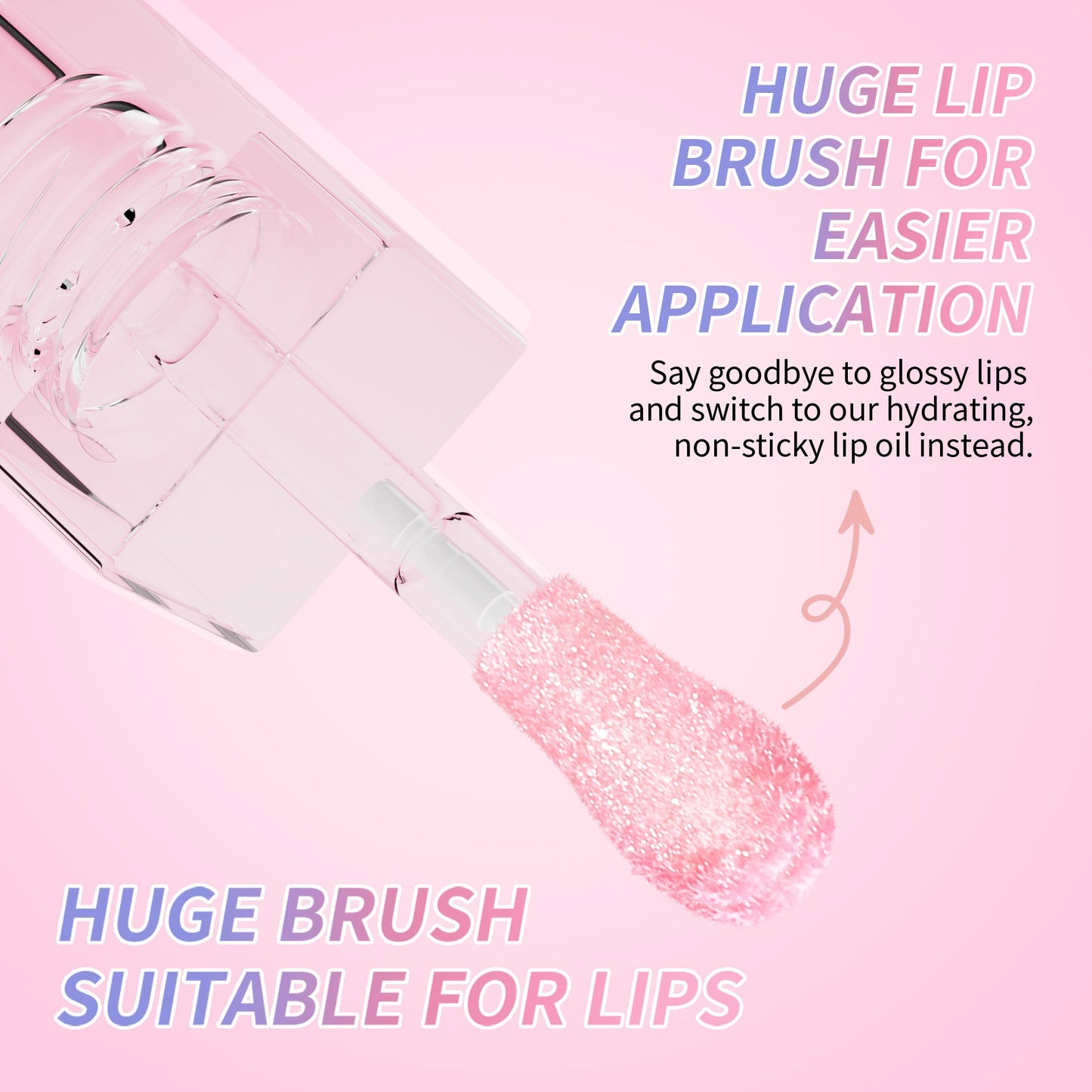pH Reactive Color-Changing Lip Glow Oil - Glitter Pink Plumping Gloss