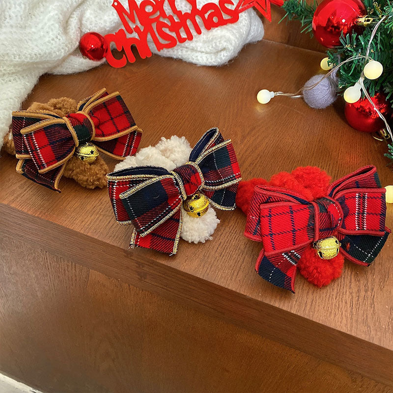 Christmas Bell Hair Clip with Bow - Women's Fashion Accessory