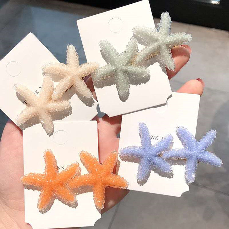 Crystal Starfish Hairpin - Korean Style Side Clip for Hair Accessories