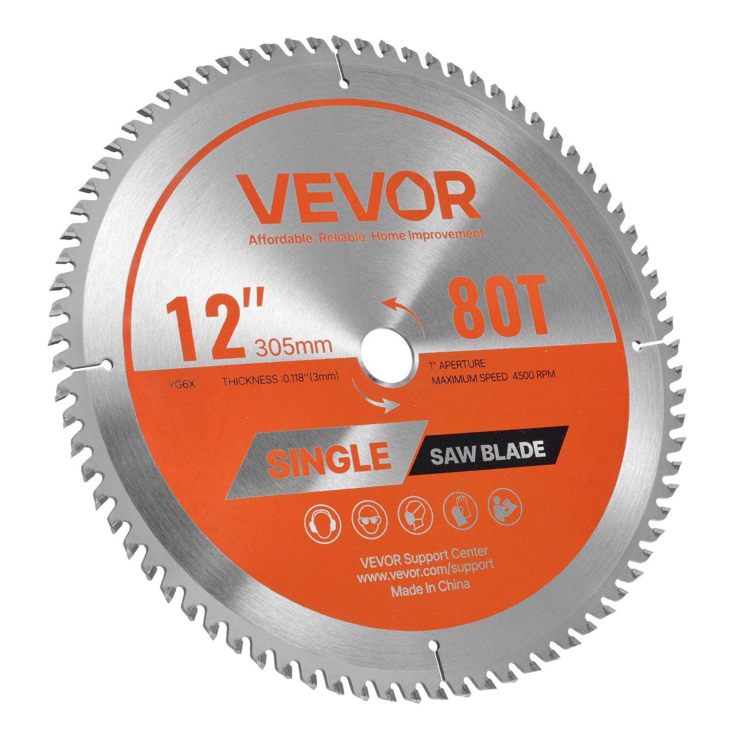 12 Inch Circular Saw Blade with 80 Teeth for Wood Cutting - Power Tool Accessory