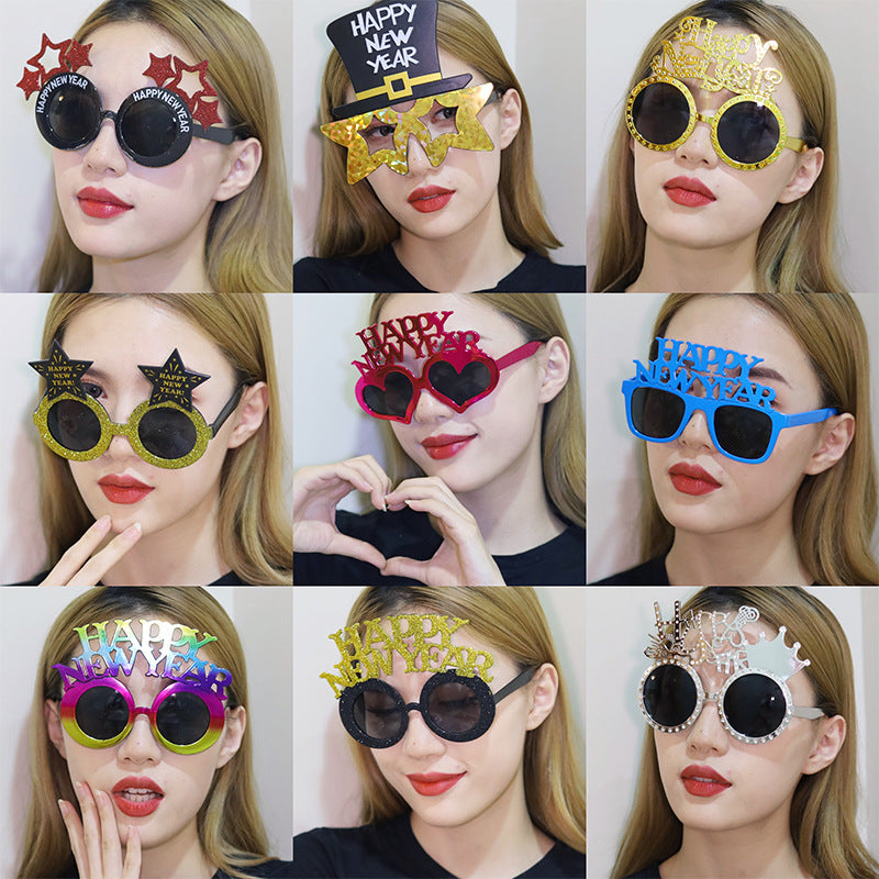 Funny New Year Party Glasses Supplies Photo Props Unisex Dress Up Accessories
