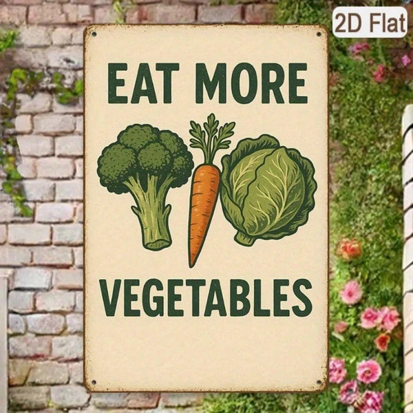 Retro Eat More Veggies Metal Tin Sign - 8x12 Inch