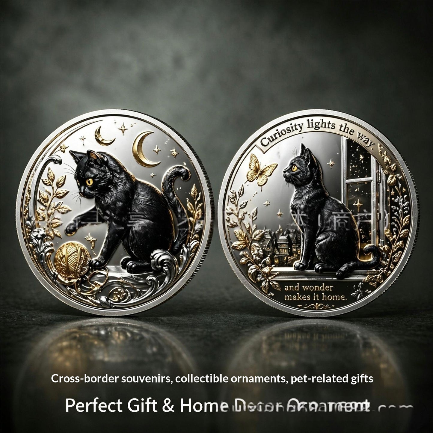 Black Cat Lunar Phase Collectible Coin - Silver & Gold Variants
