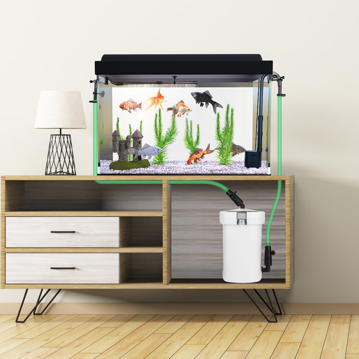 External Canister Aquarium Filter 600L/h Flow Silent Fish Tank Cleaner L Size