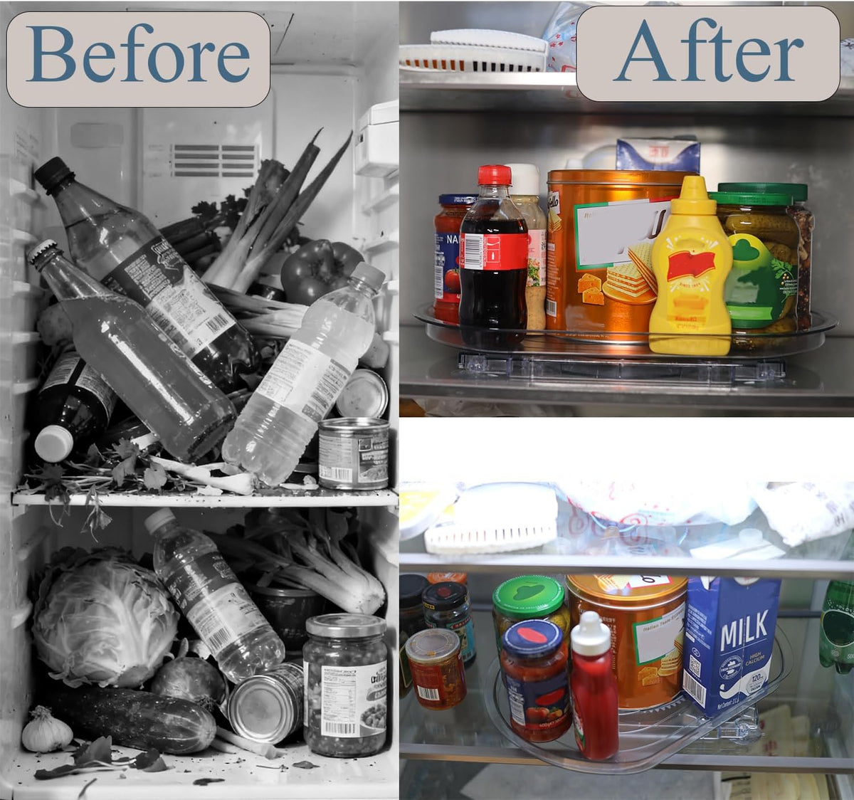 Rectangular Lazy Susan for Refrigerator - 360° Rotating Organizer, Space Saver