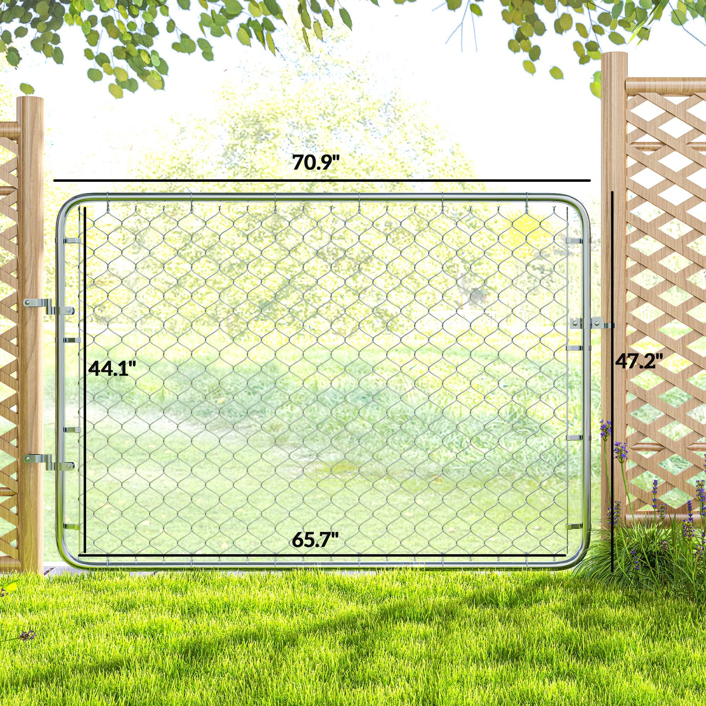 Galvanized Steel Garden Gate - 47.2 x 70.9 in., Silver