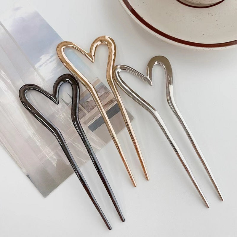 Chinese Style U-Shaped Alloy Hairpin for Updo Hair Styling - Multiple Colors