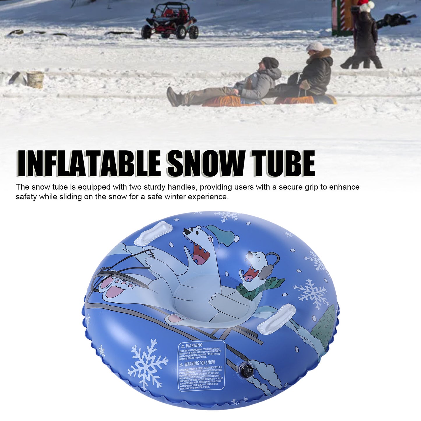 Inflatable Snow Tube Thickened Bottom 36 Inch Kids Sled With Handles