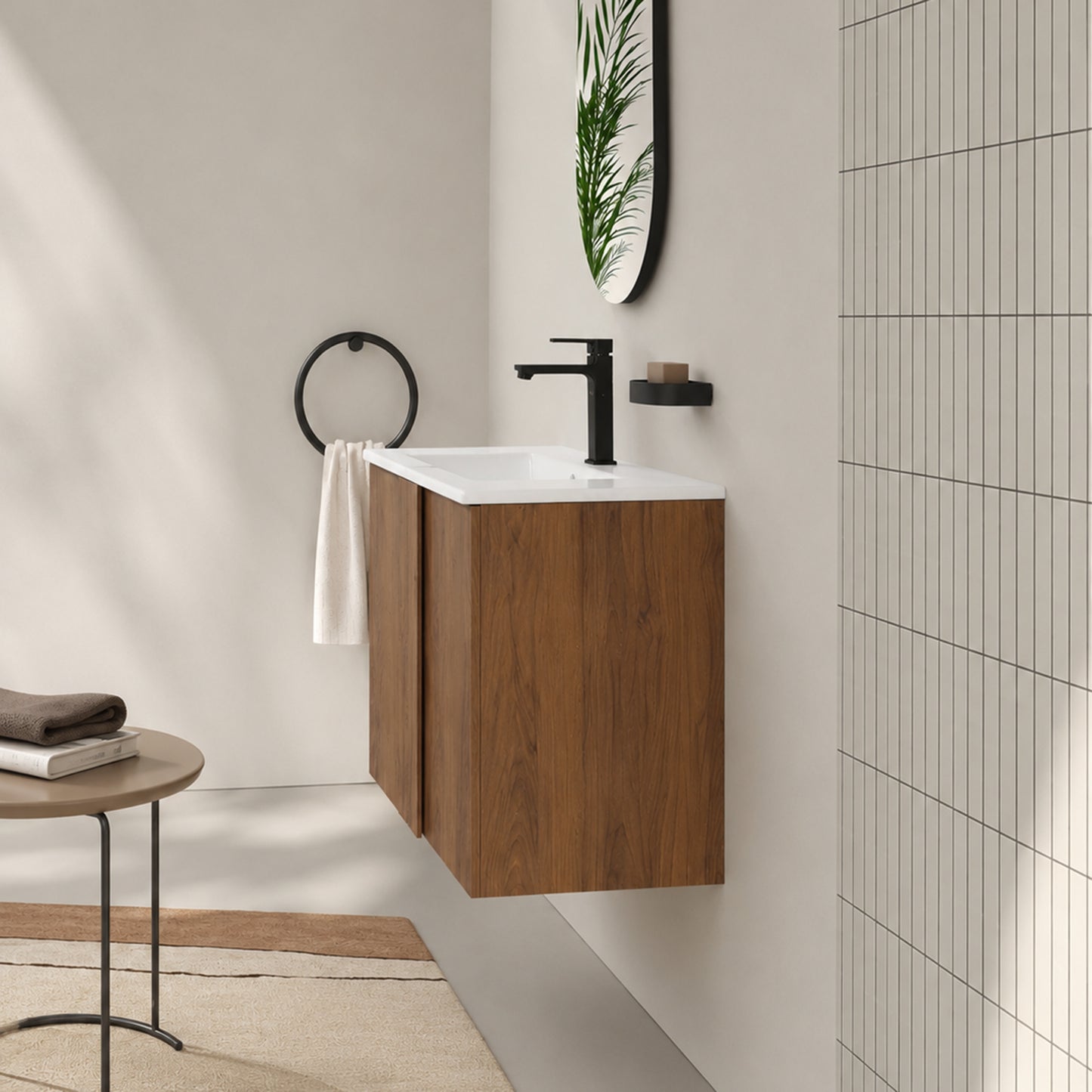 24" Floating Bathroom Vanity with Sink - Brown Ebony
