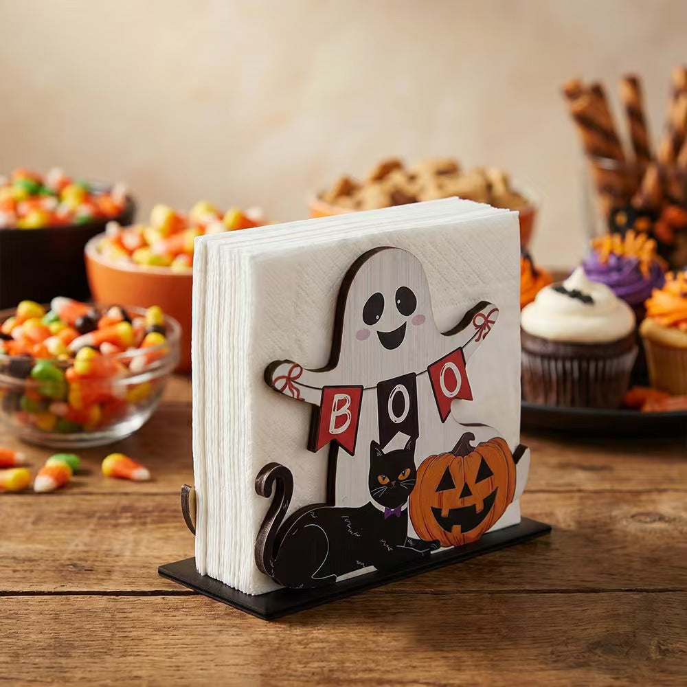 Halloween Wooden Tissue Box Storage Rack - Home Decor & Organizer