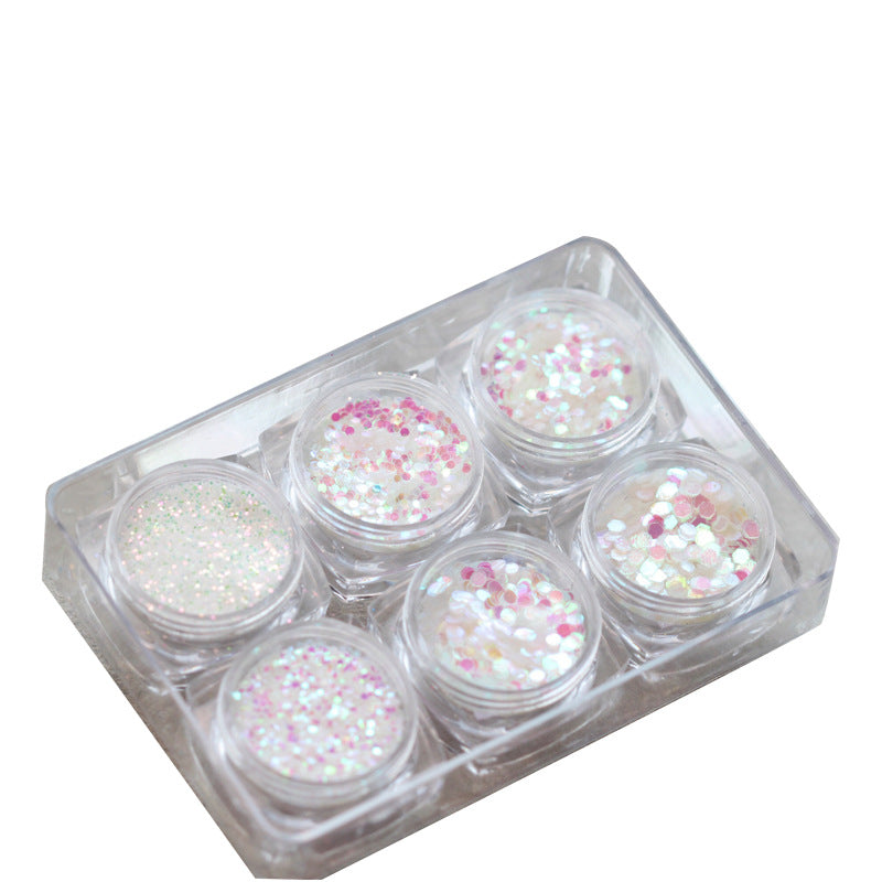 Glitter Sequin Nail Powder Set - 6 Boxes