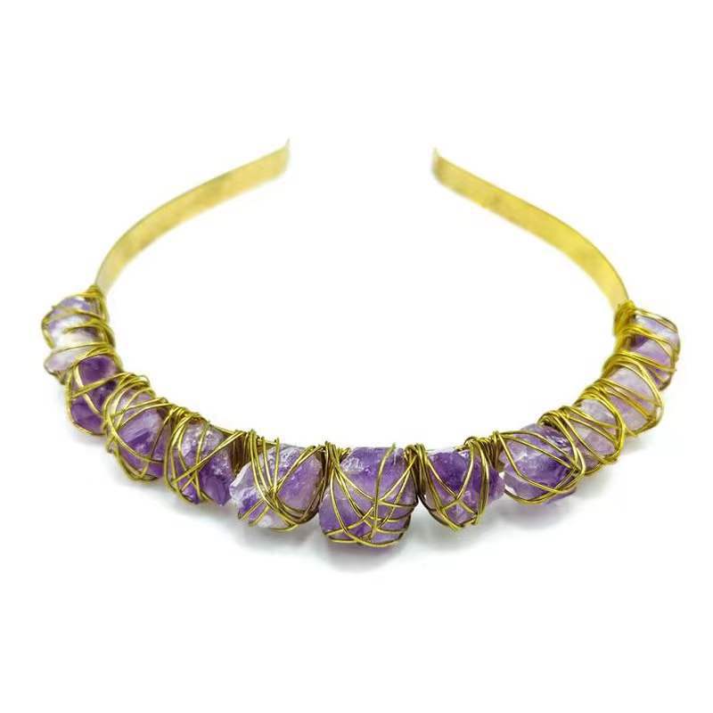 Natural Crystal Crown Hairband - Multiple Colors