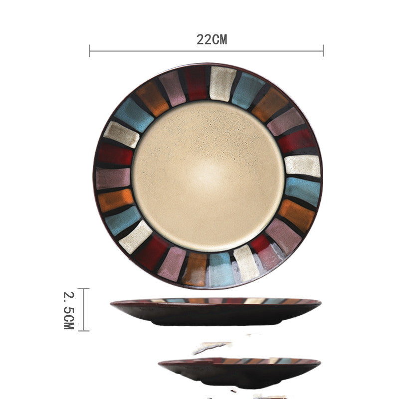 Ceramic Hand-Painted Western Style Breakfast Plate 8 Inch Microwave Safe