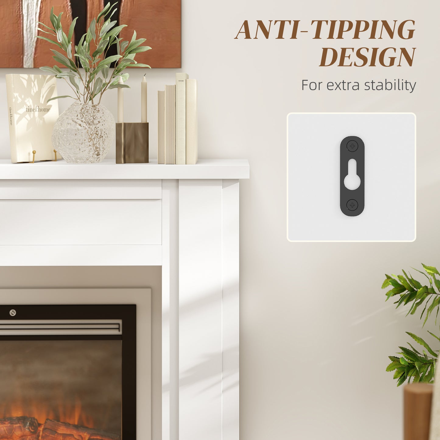 White Fireplace Mantel Surround with Leg for Electric Fireplaces 44.7" W
