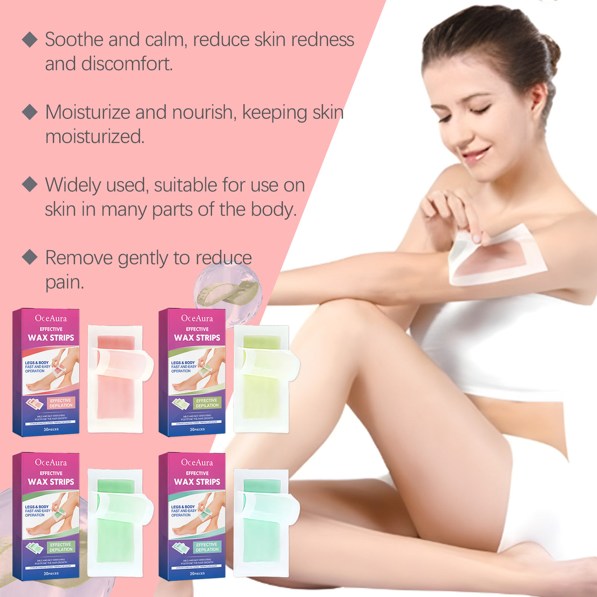 Blueberry Scented Hair Removal Wax Strips – 30 Pack