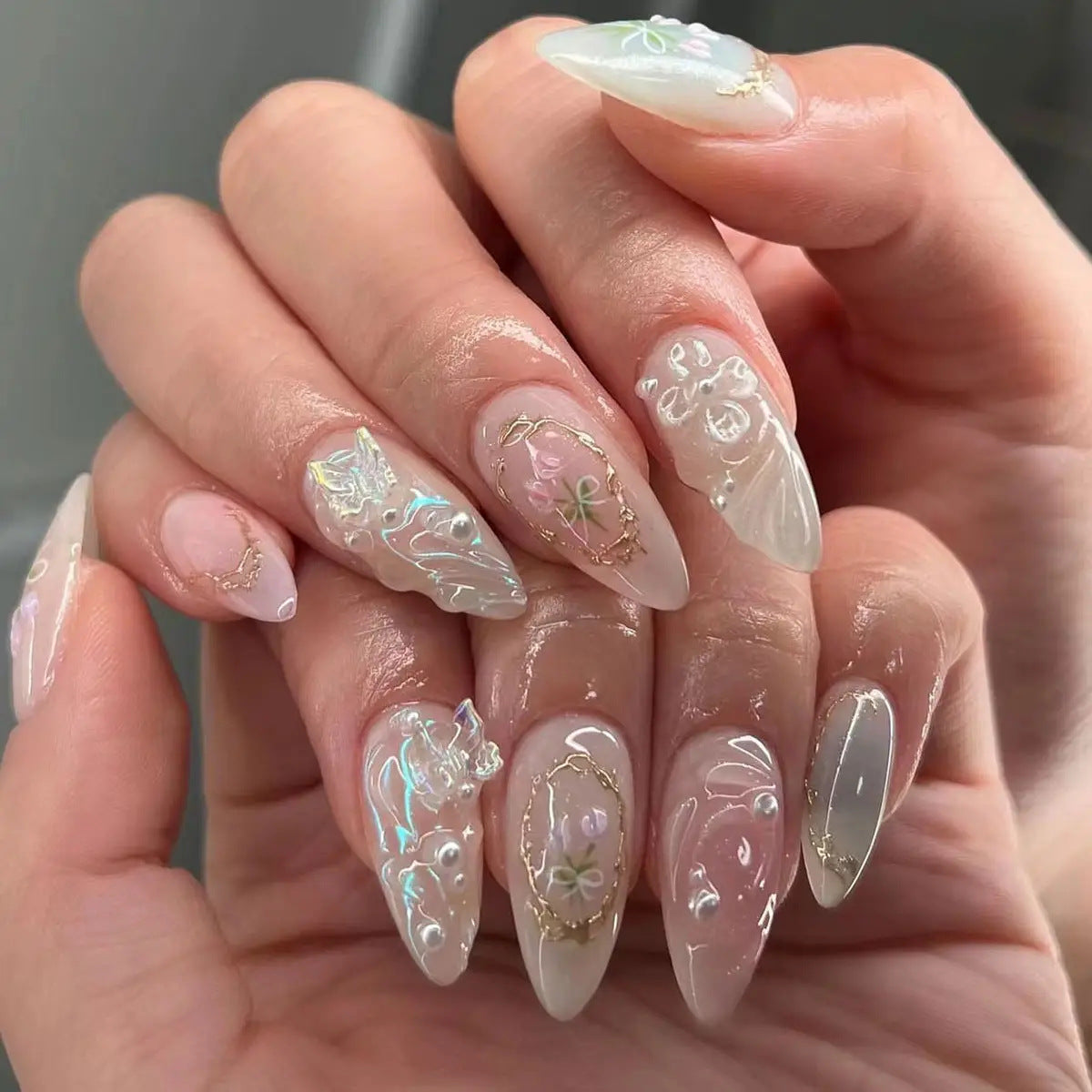 3D Rhinestone Fake Nails Set - Multiple Colors for Nail Art & Manicure
