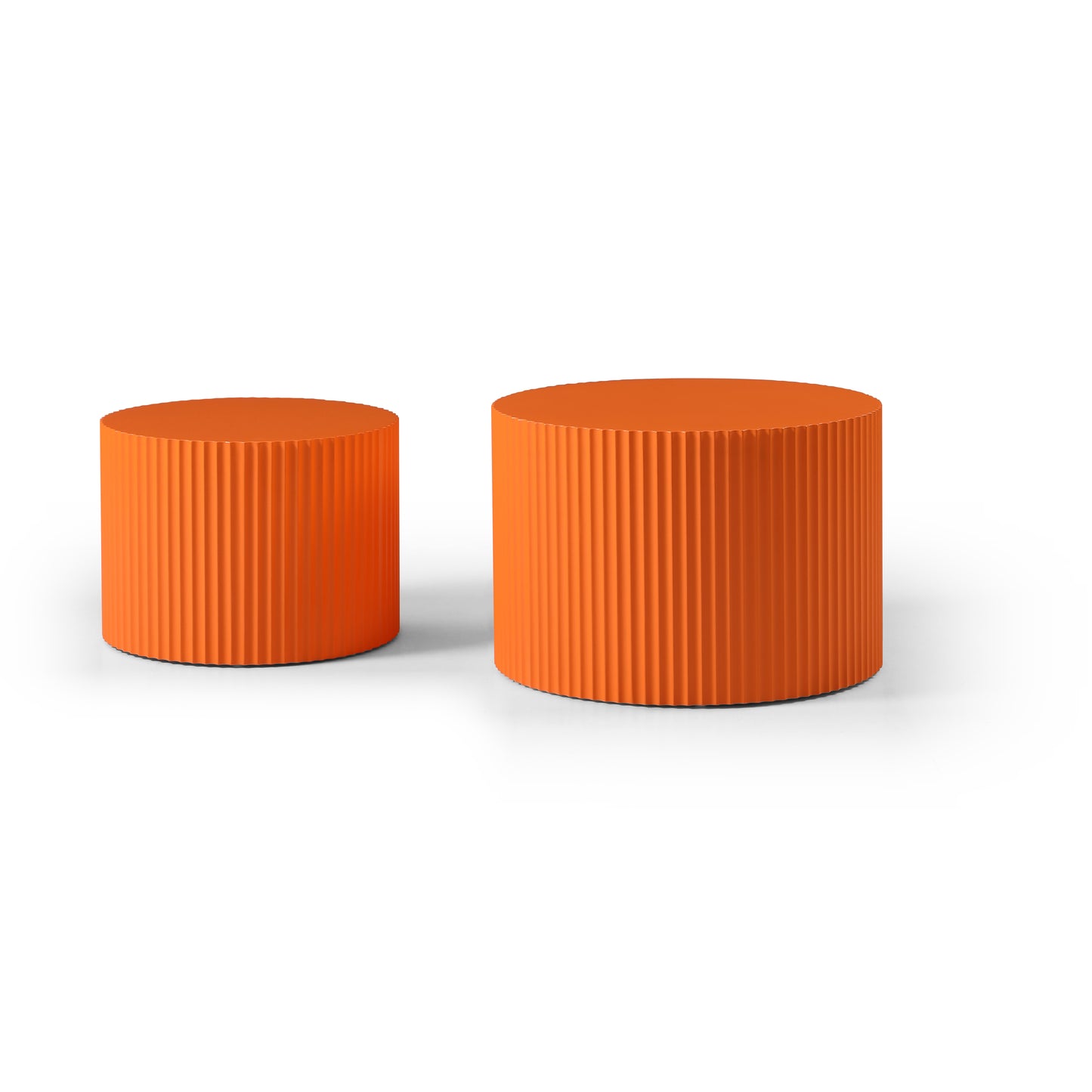 MDF Nesting Coffee Table Set of 2 - Handcrafted Round Design, Orange