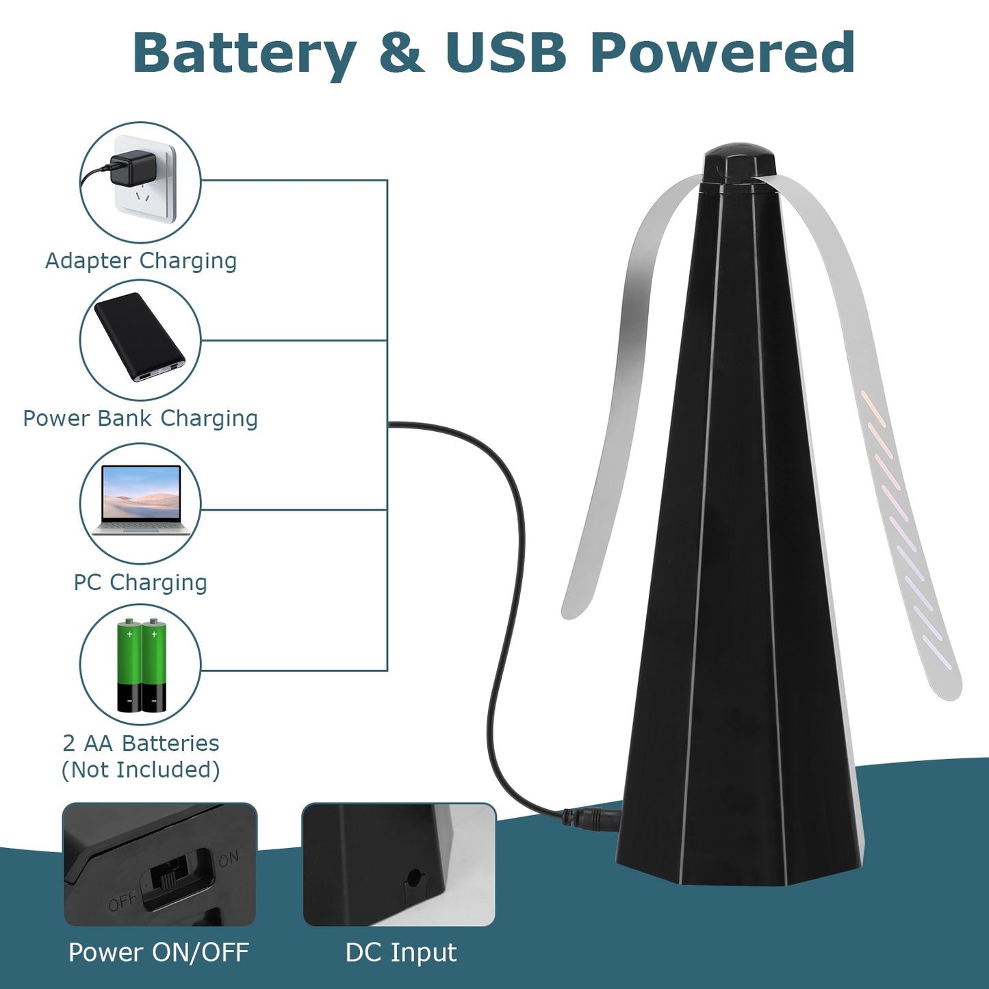 4-Pack Battery & USB Powered Fly Table Fans for BBQ & Camping