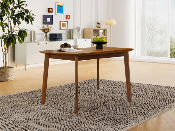 Farmhouse Dining Table Set for 4 with Upholstered Chairs - Brown & Beige