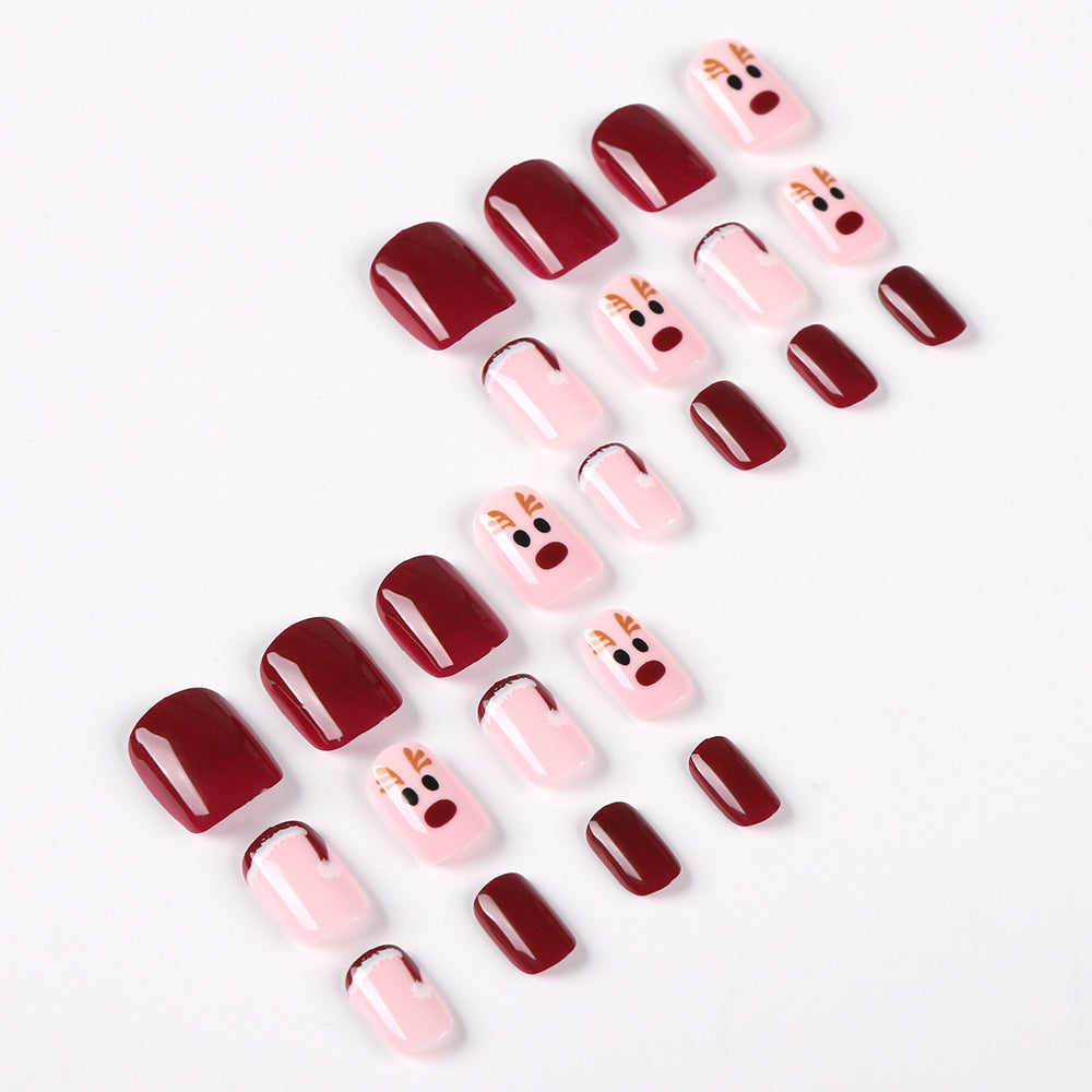 Christmas Elk Patch Wear Armor Kit for Nail Art - 24 Pieces, Glue & Jelly Styles