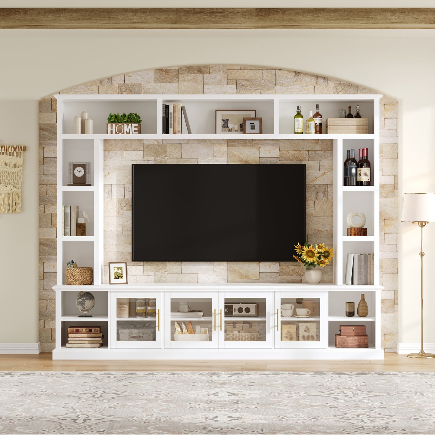 Entertainment Center Wall Unit For TVs Up To 80 , All-in-One Modern