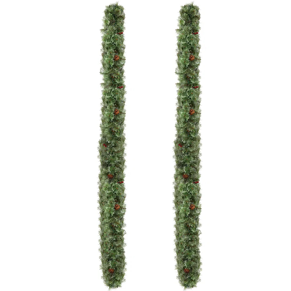 Pre-Lit Snow Flocked Christmas Garland - 2 Pack, 9FT with 200 Lights