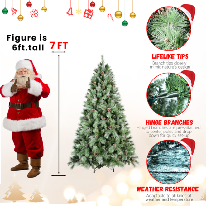 7ft Artificial Green Christmas Tree with 1348 PVC Branch Tips