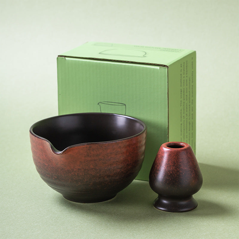 Japanese-Style Ceramic Matcha Bowl Set for Tea Preparation - Multiple Colors