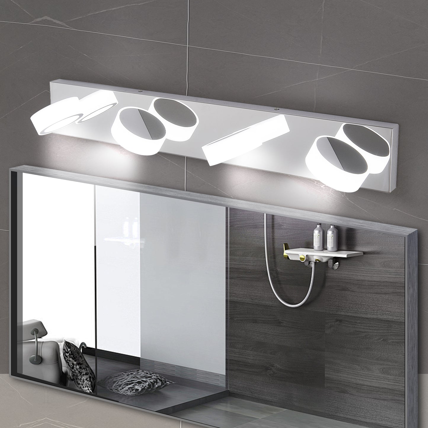 Modern 4-Light LED Vanity Light Fixture - Chrome Wall Lighting