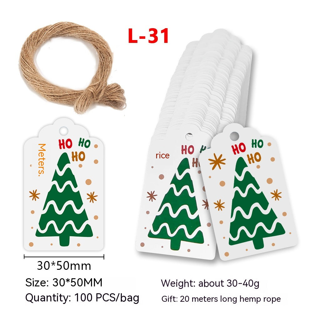 Christmas Kraft Paper Gift Tags with Santa Claus Card - Festive Packaging Labels