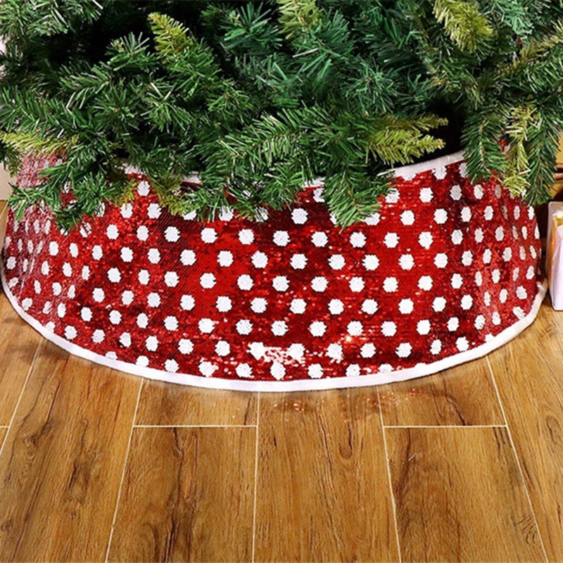 Christmas Sequin Tree Skirt with Polka Dots - Small & Large Sizes