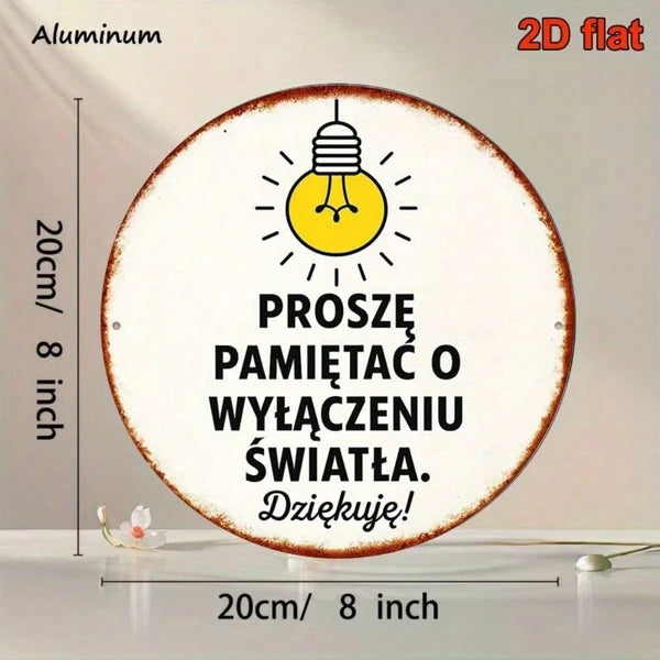 Retro French Aluminum Sign - Please Remember To Turn Off The Lights