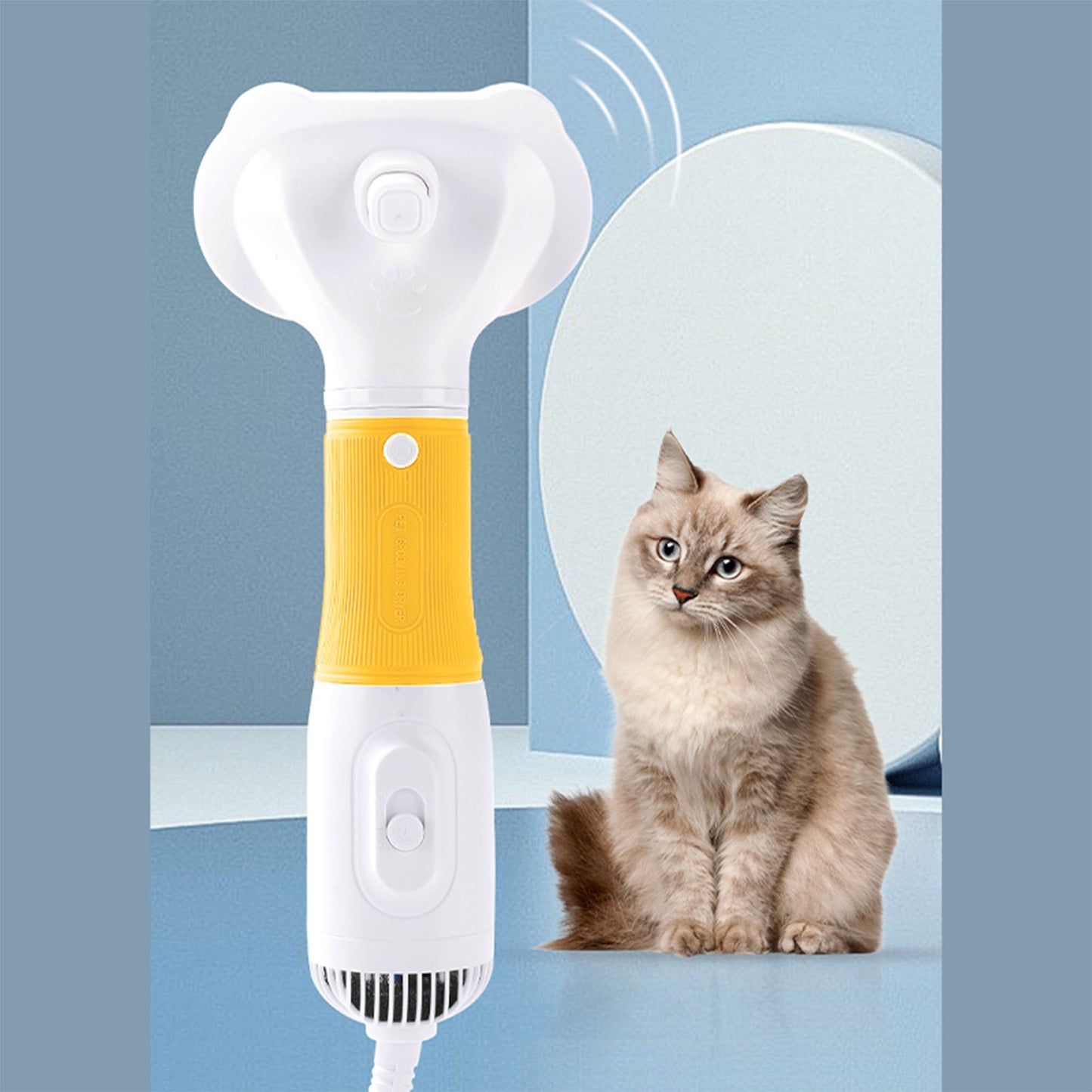 Pet Hair Dryer with Slicker Brush 600W Low Noise Adjustable Temperature