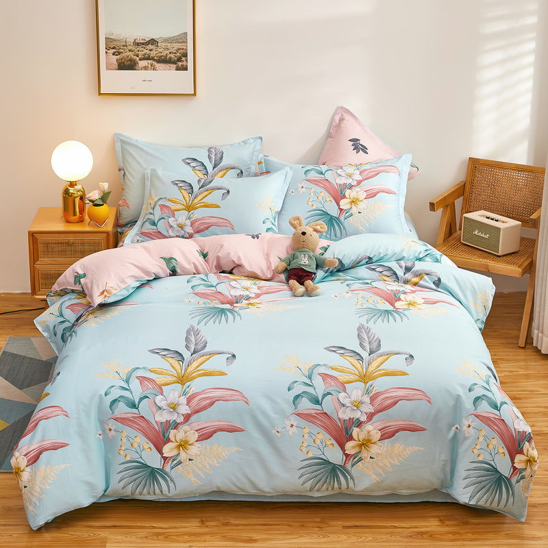 Cotton Bedding Set for Dormitory, Single & Double Quilt Covers - Multiple Sizes & Patterns