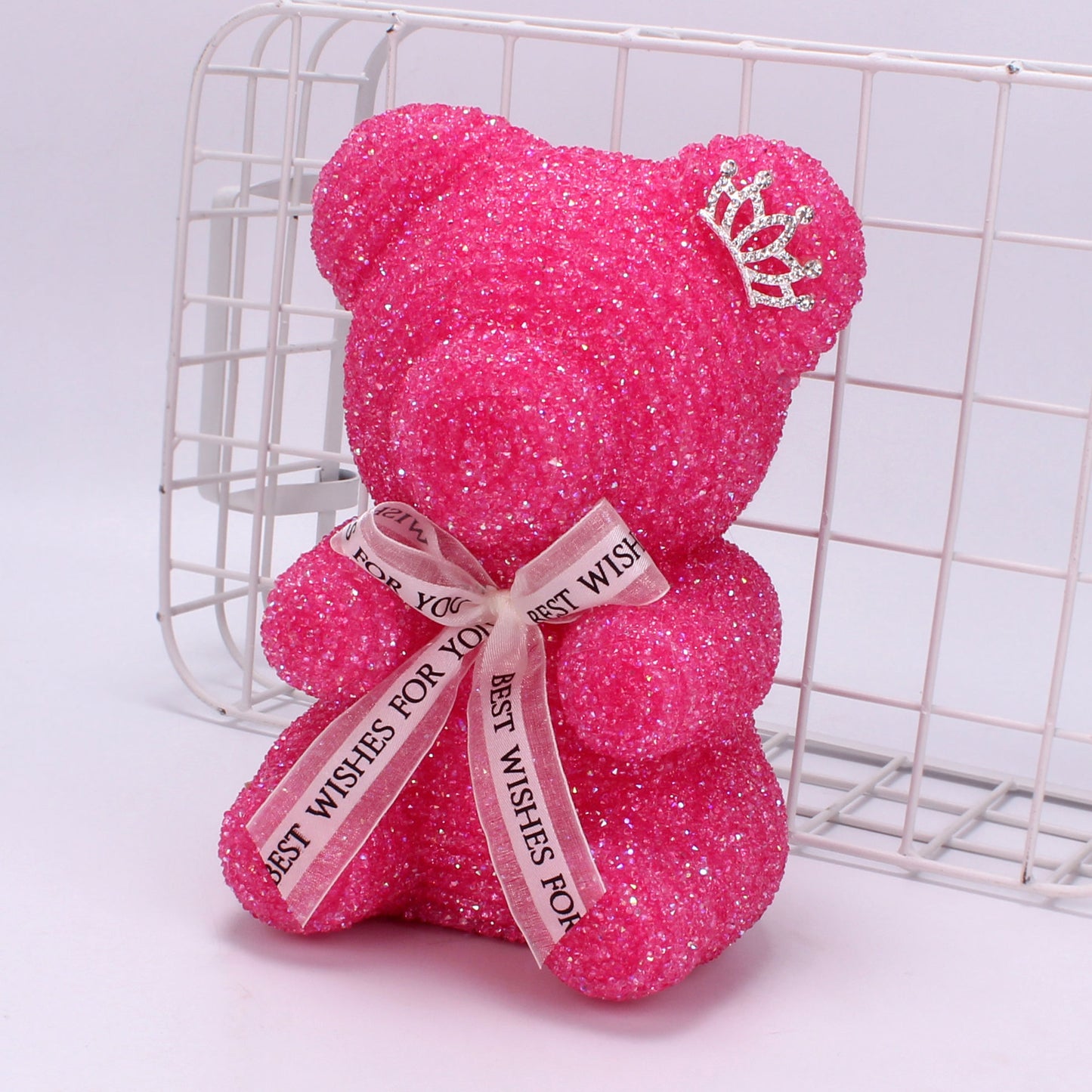 Decorative Crystal Diamond Bear Birthday Gift Crown Foam Bear for Party Decor