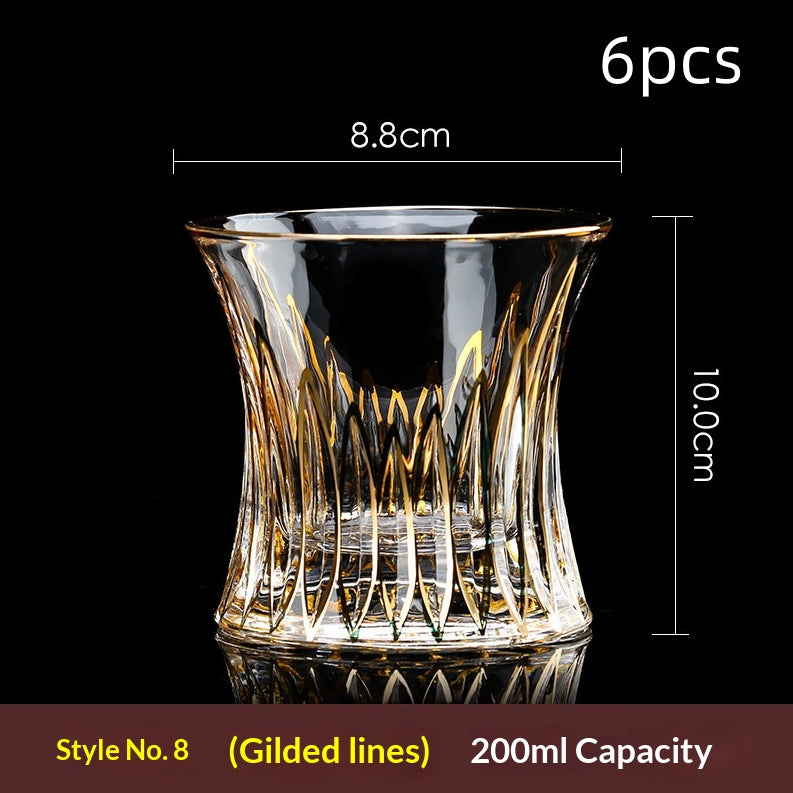 Large Gold-Trimmed Gin Crystal Glass - Vintage Drinkware for Bar & Kitchen