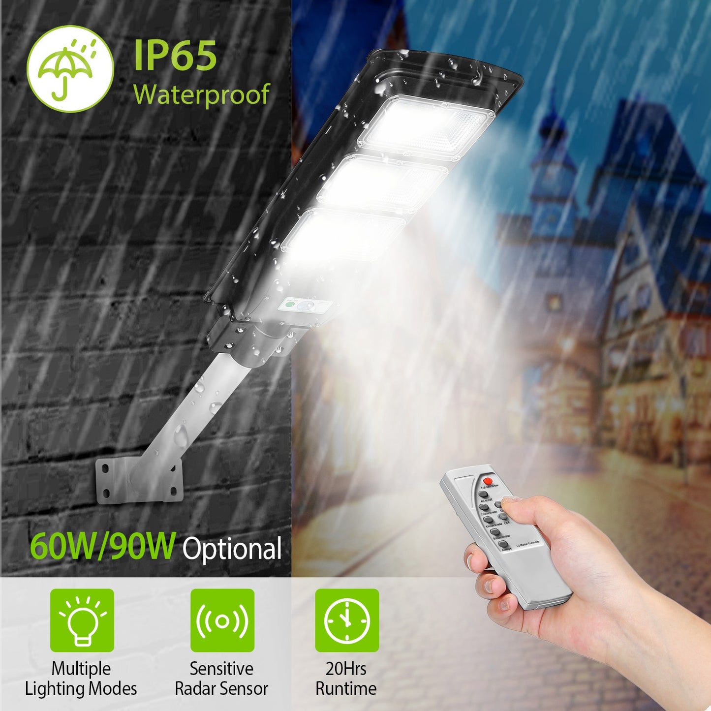 Solar Street Light 180 LEDs Waterproof Outdoor Security Lamp with Radar Sensor