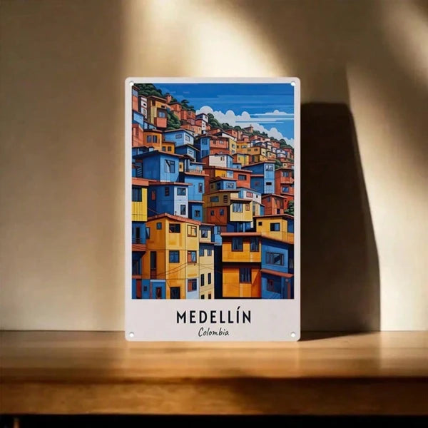 Retro Medellin Colombia Metal Tin Sign - 7.87 Inch Wall Art