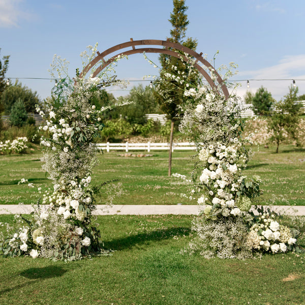 7FT Wooden Garden Arbor Wedding Arch Backdrop Stand for Ceremony and Party, Dark Brown