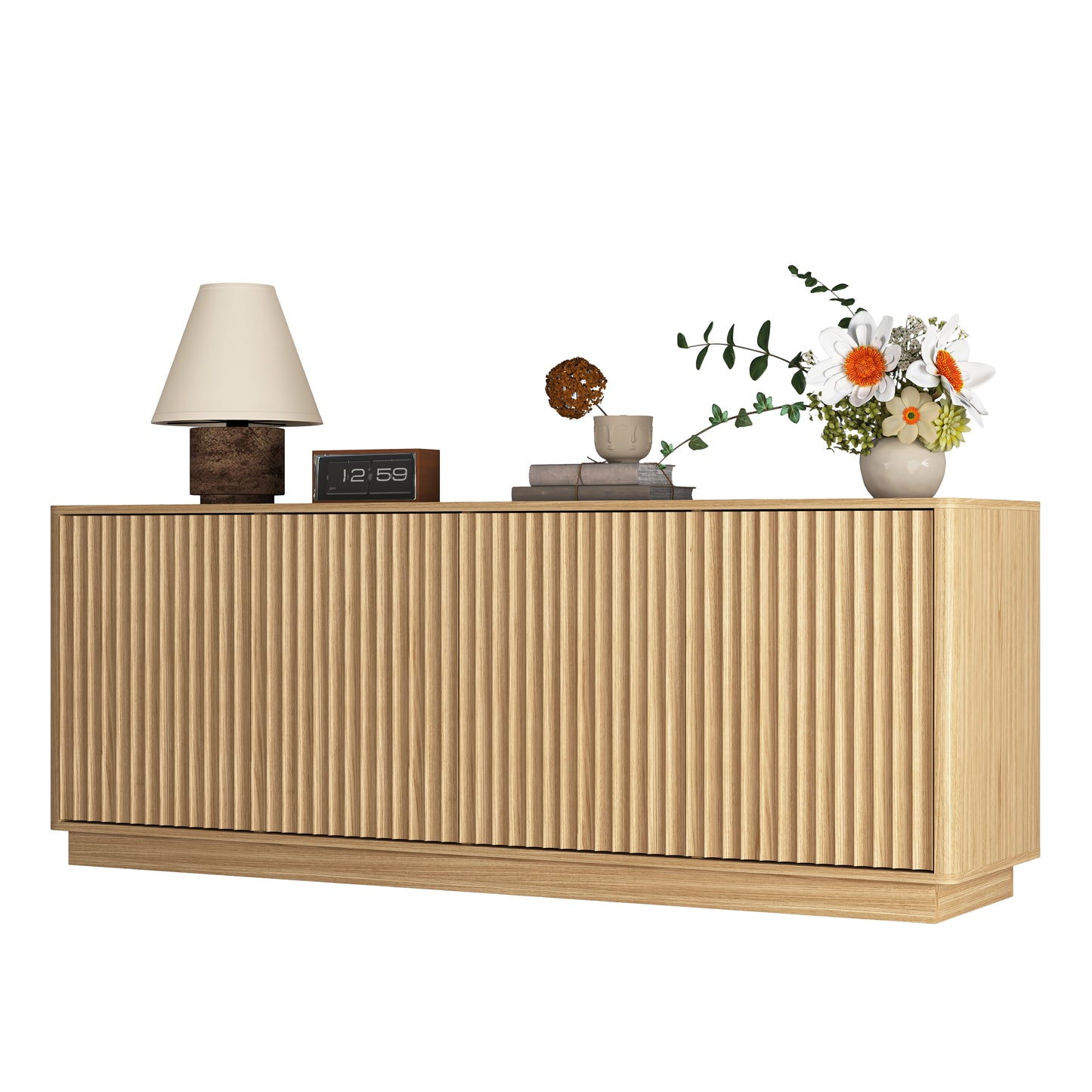 Natural Buffet Cabinet with Storage - 62.99" Sideboard & Shelves