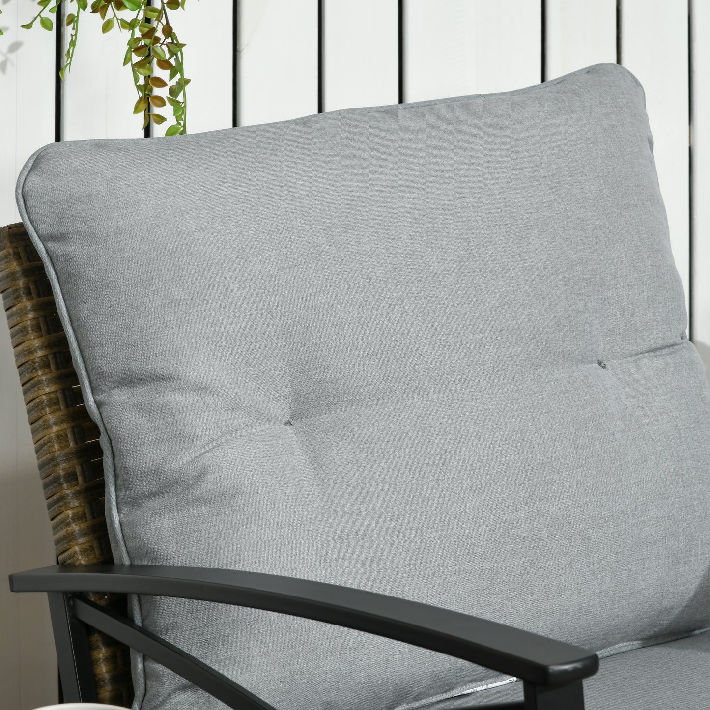 3-Piece Outdoor Wicker Rocking Chair Set with Cushions & Coffee Table - Light Gray