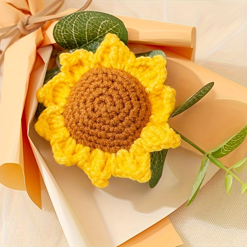 Knitted Sunflower Bouquet - Handmade Artificial Flowers