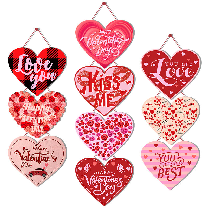 Valentine's Day Multi-Pink Love Pendant Set for Festive Decor