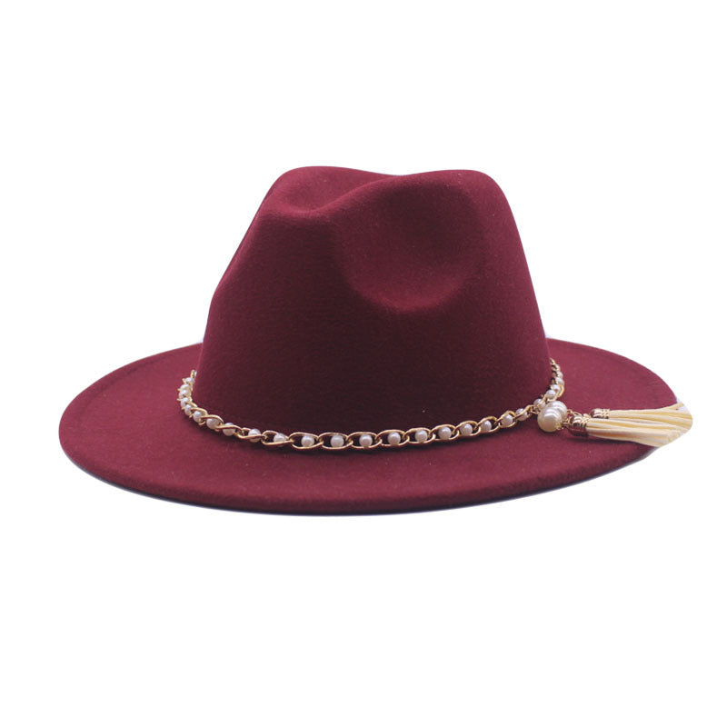 Wide Brim Panama Style Felt Top Hat for Men and Women, Black