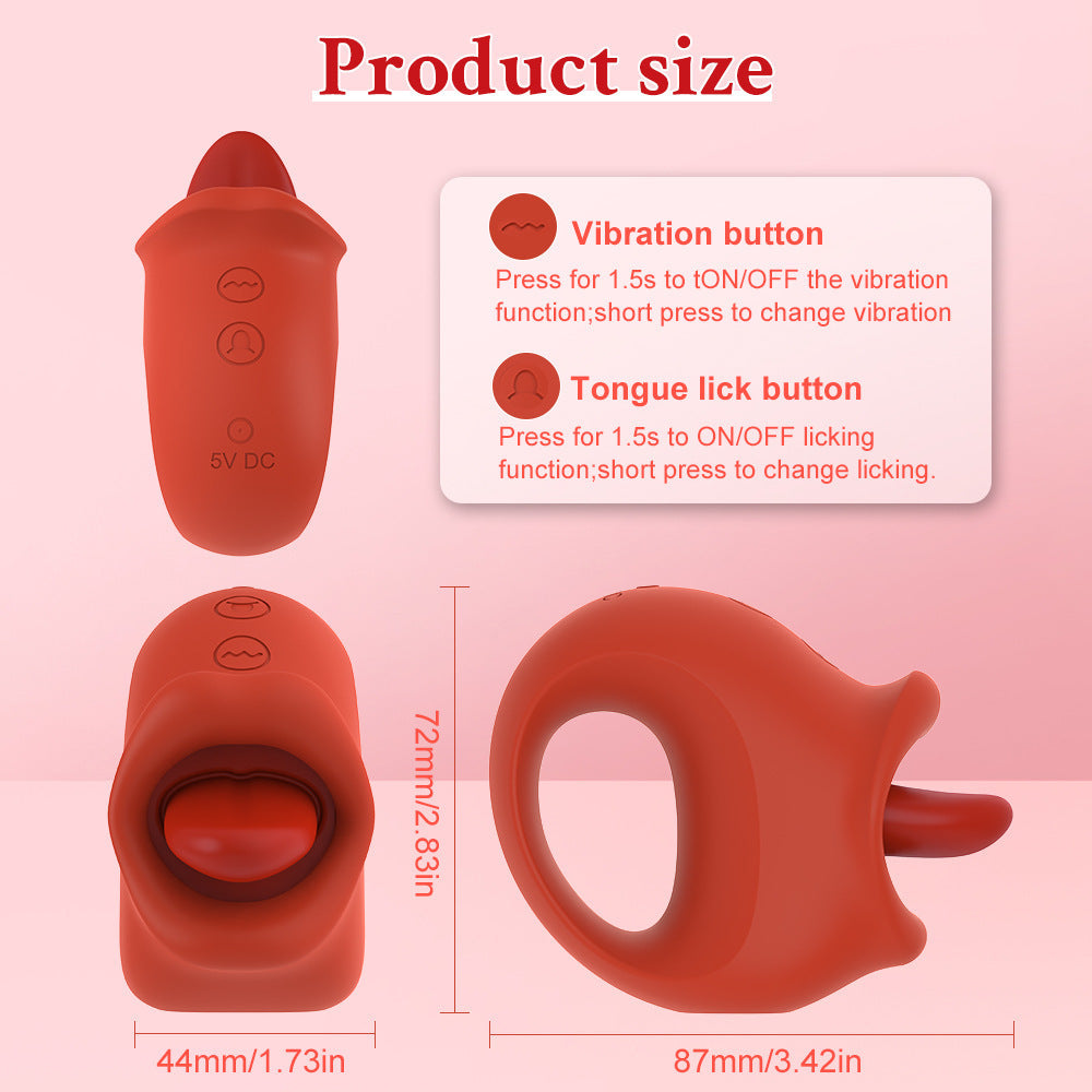 Vibrating Masturbation Device with Red & Pink Silicone - Adult Wellness