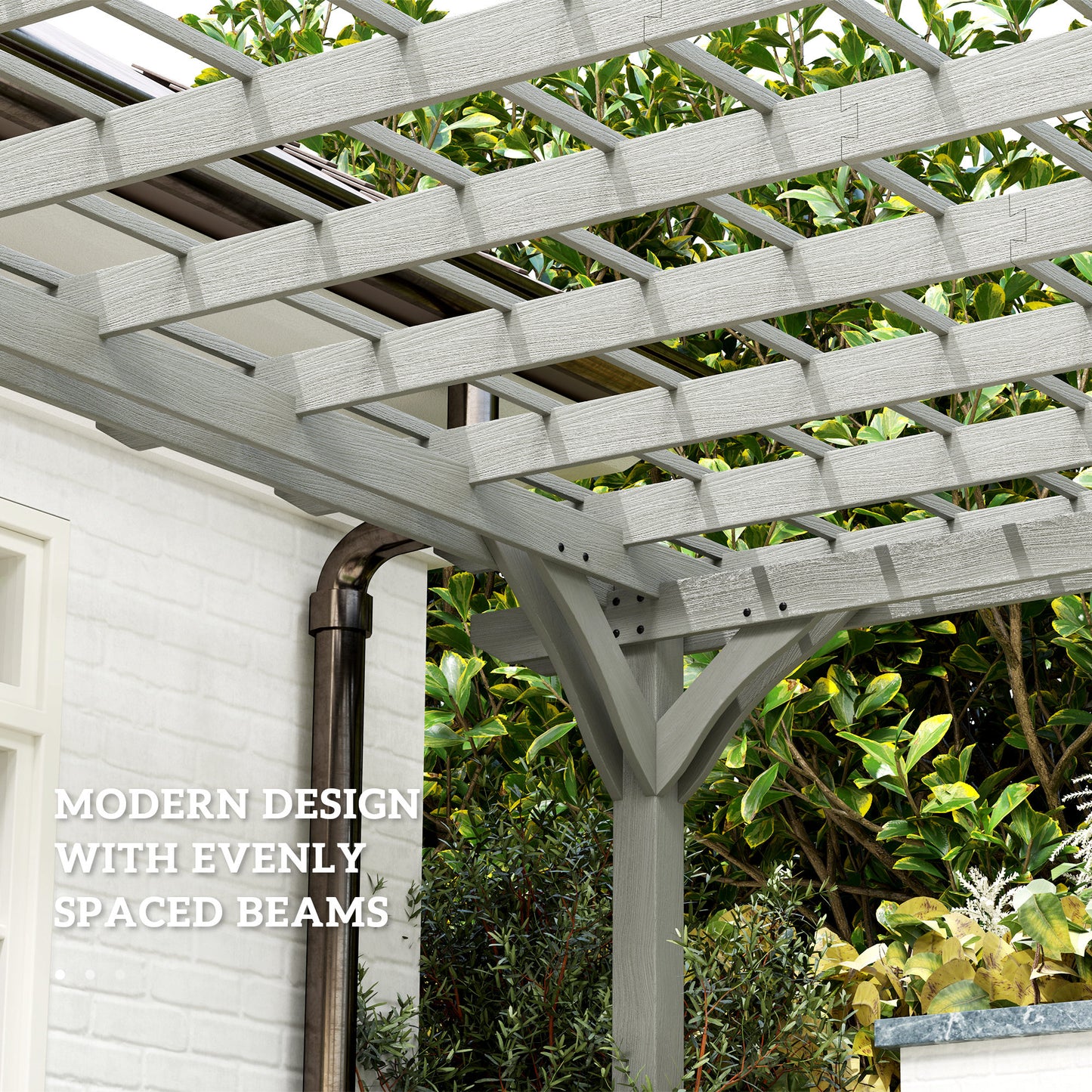 Outdoor Wooden Pergola for Climbing Plants - Gray