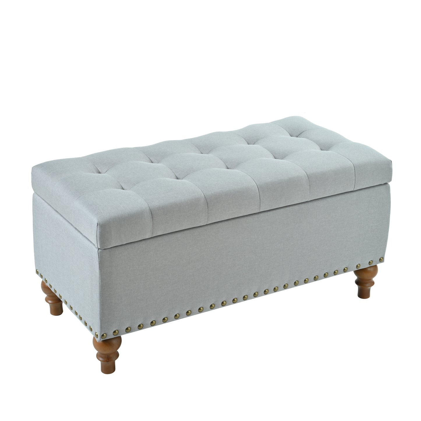 Ottoman Storage Bench, Recessed Support Hinge Top Easy To Open, Rivet