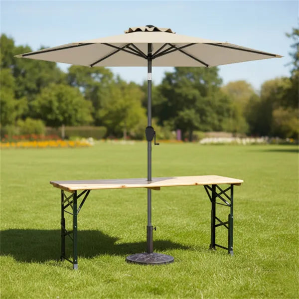 3-Piece Patio Picnic Set with 7.5ft Umbrella & Resin Base