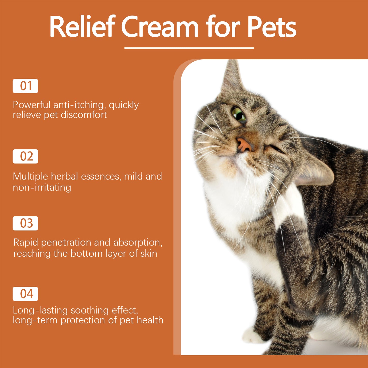 Pet Itch & Allergy Relief Cream for Dogs & Cats - Natural Herbal Skin Soothing 50g