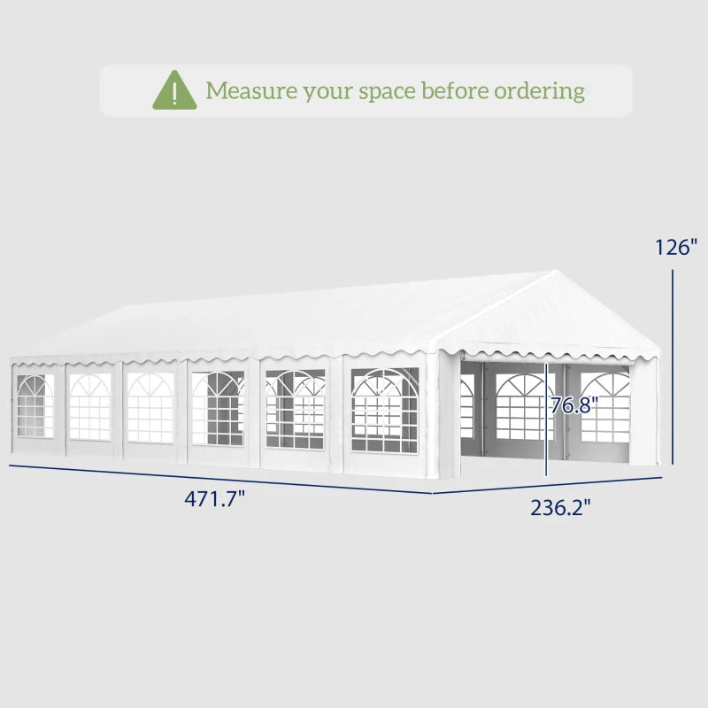 12-Window Outdoor Party Tent with Removable Sidewalls - White